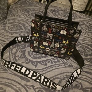 Karl Lagerfeld Black Tote with Colorful Graphics